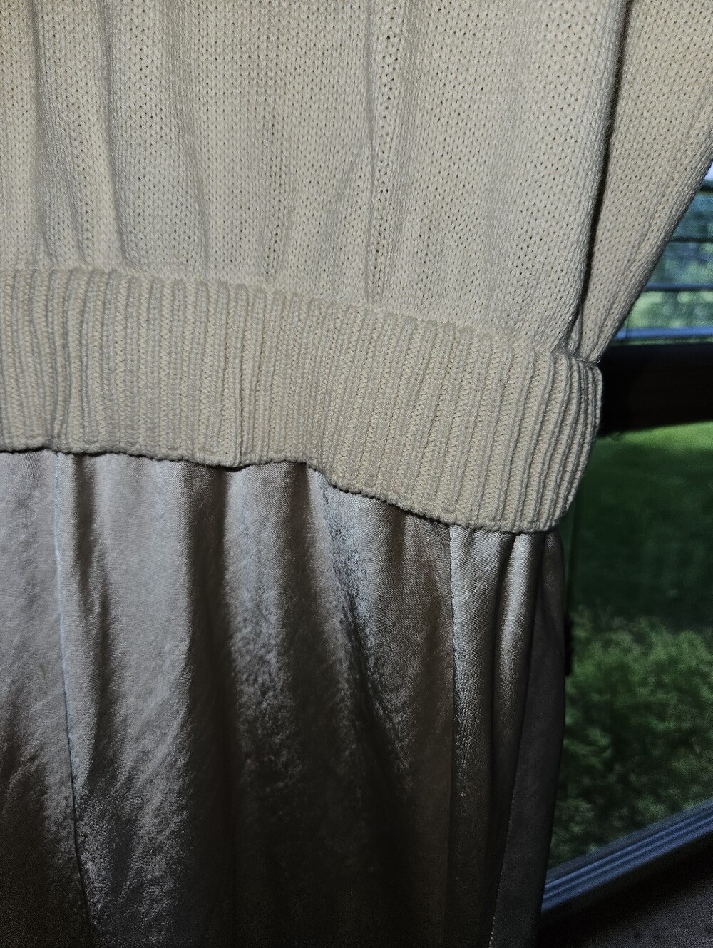 Light Cream Knit-Top Midi Dress - Casual Comfort - Picture 4 of 5